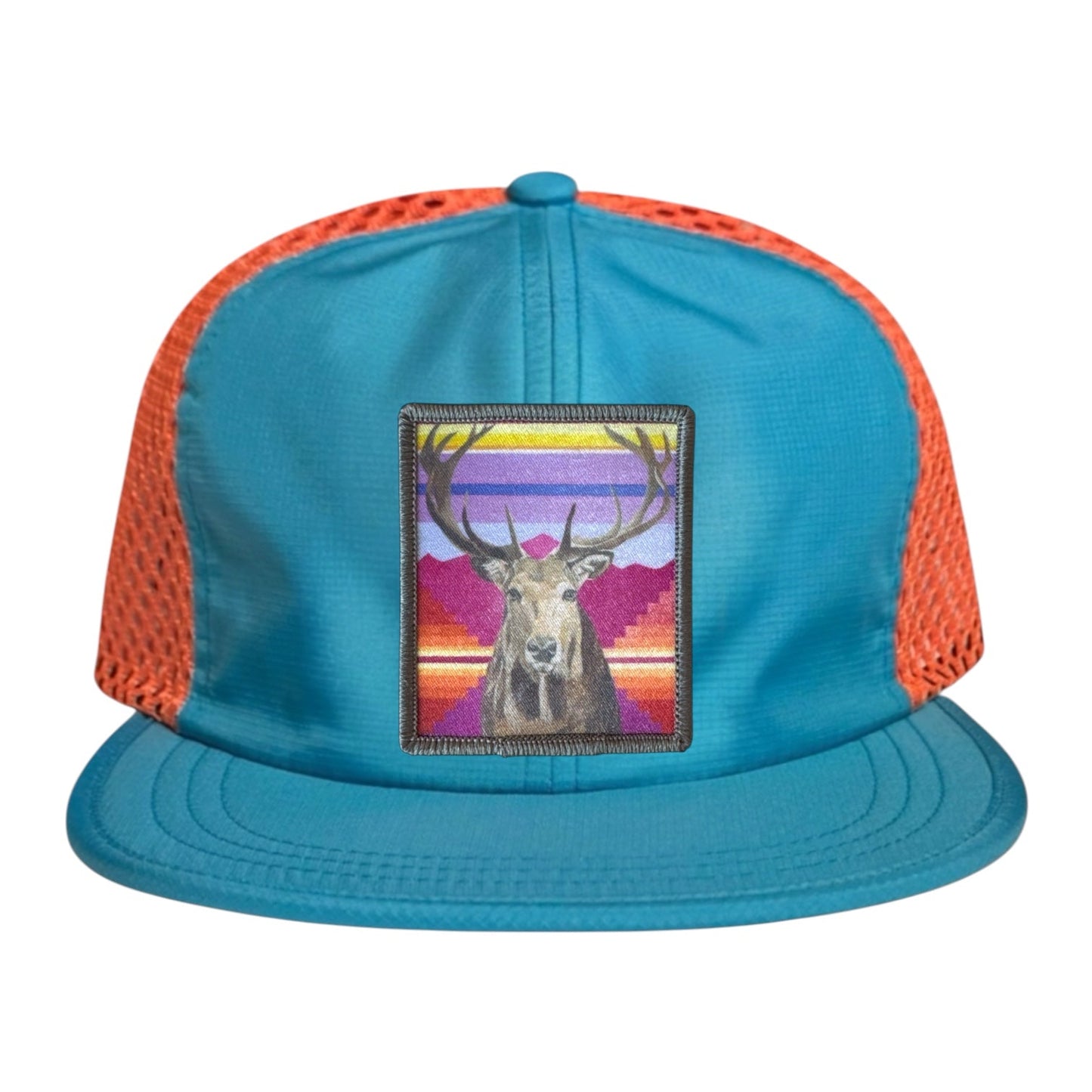 Wide Set Mesh Cap Orange/ Teal