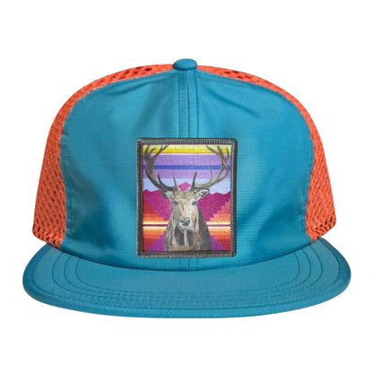 Wide Set Mesh Cap Orange/ Teal