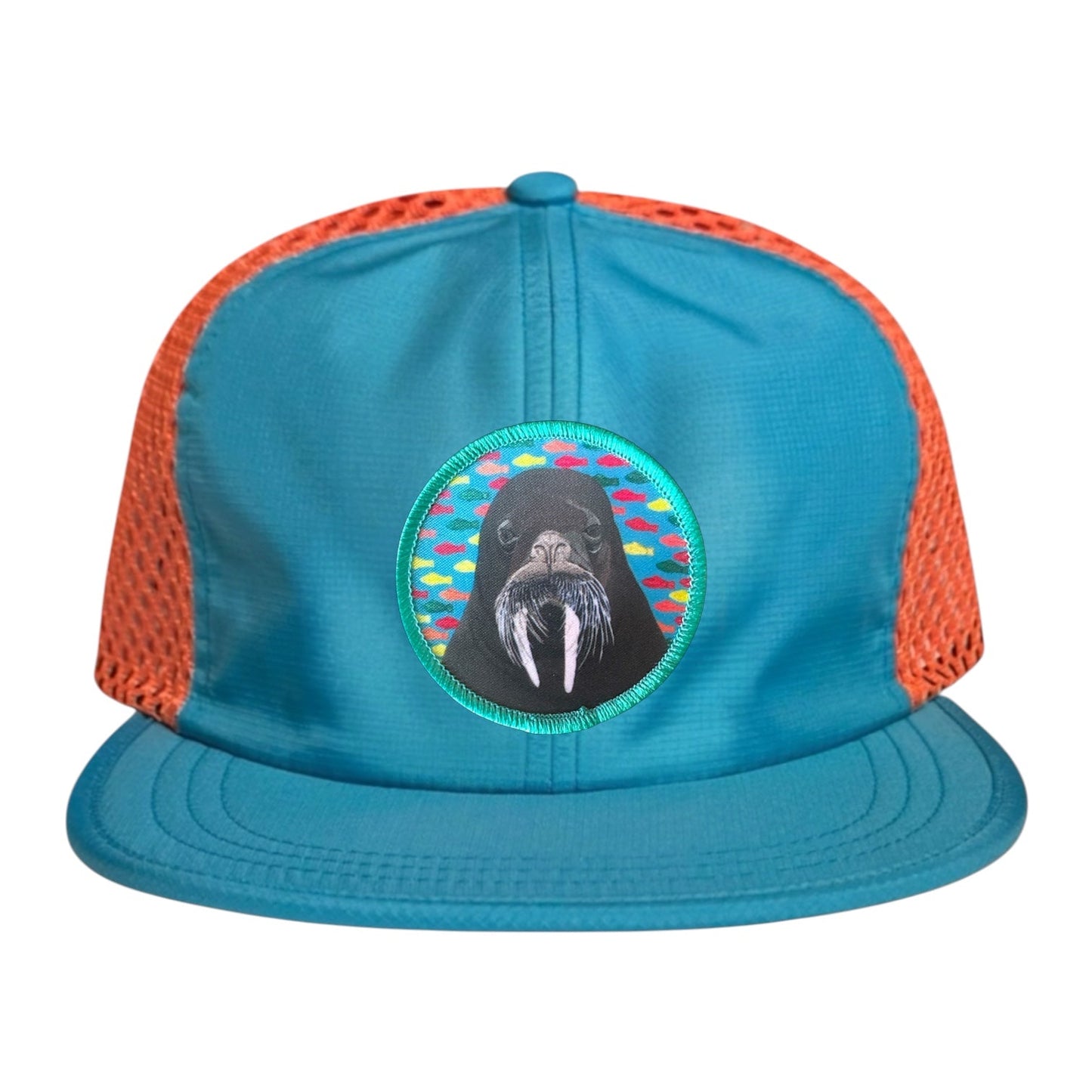 Wide Set Mesh Cap Orange/ Teal