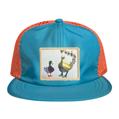 Wide Set Mesh Cap Orange/ Teal