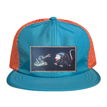 Wide Set Mesh Cap Orange/ Teal