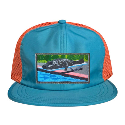Wide Set Mesh Cap Orange/ Teal