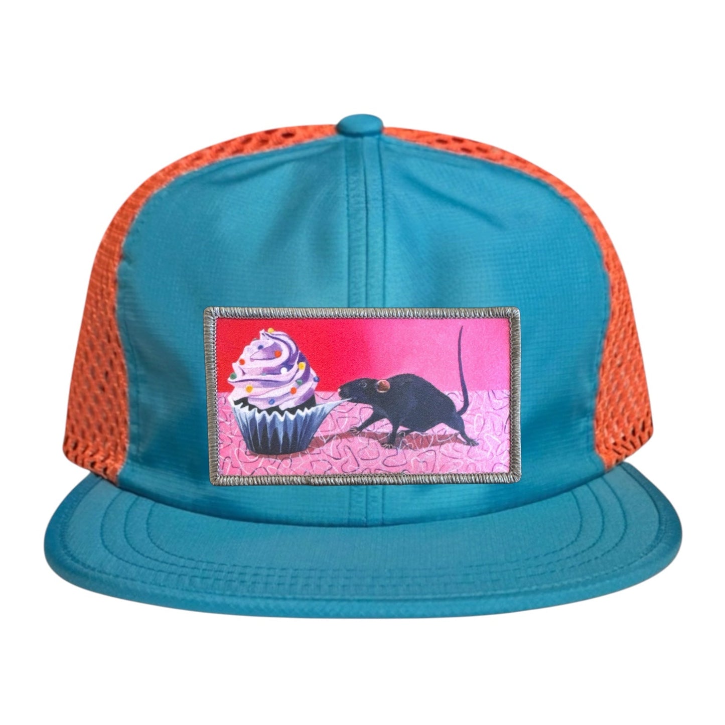 Wide Set Mesh Cap Orange/ Teal