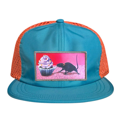 Wide Set Mesh Cap Orange/ Teal