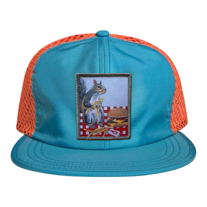 Wide Set Mesh Cap Orange/ Teal