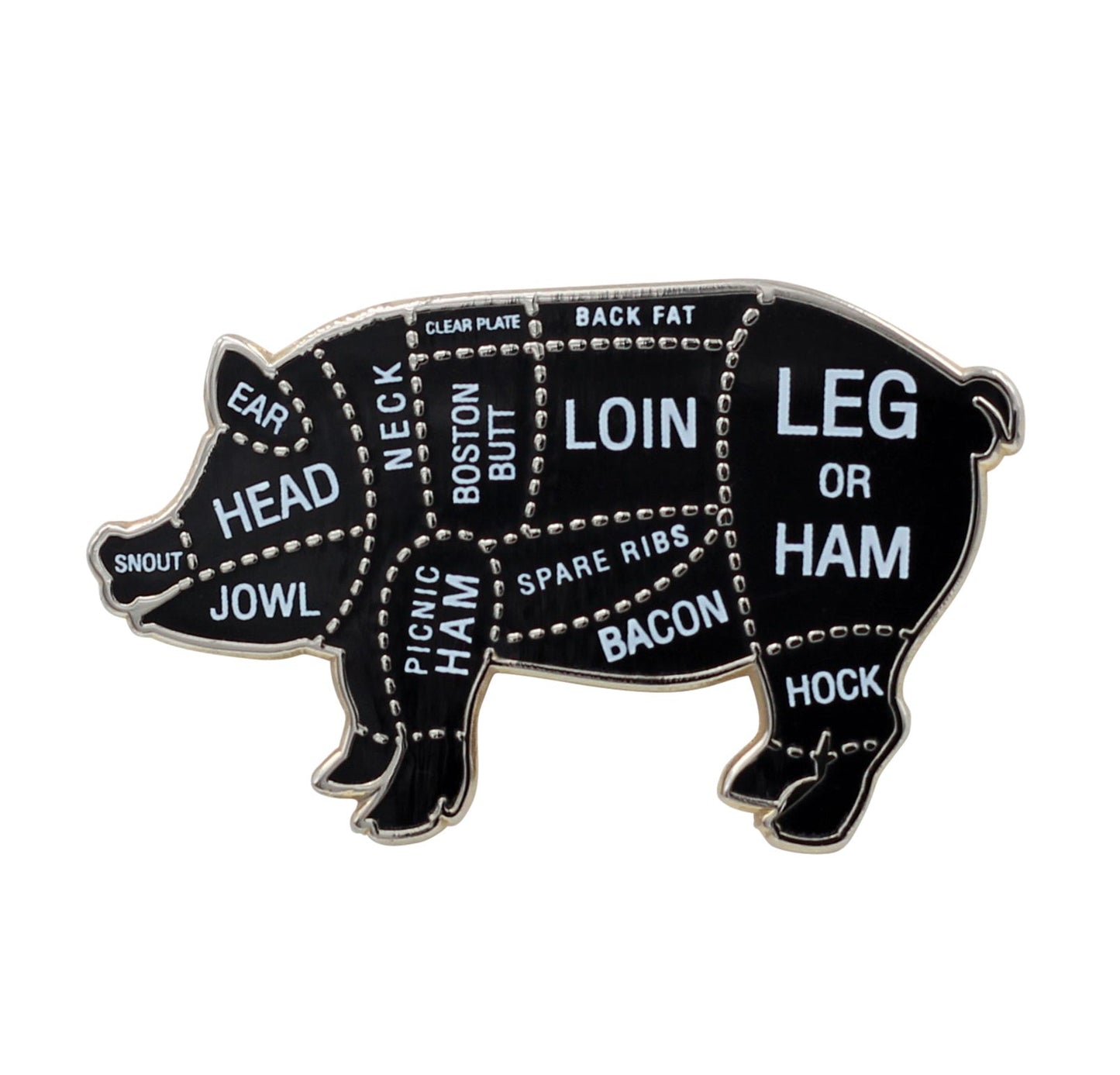Pig Butcher Cuts Enamel Pin - Pork Diagram Lapel Pin for Hats, Jackets, Aprons