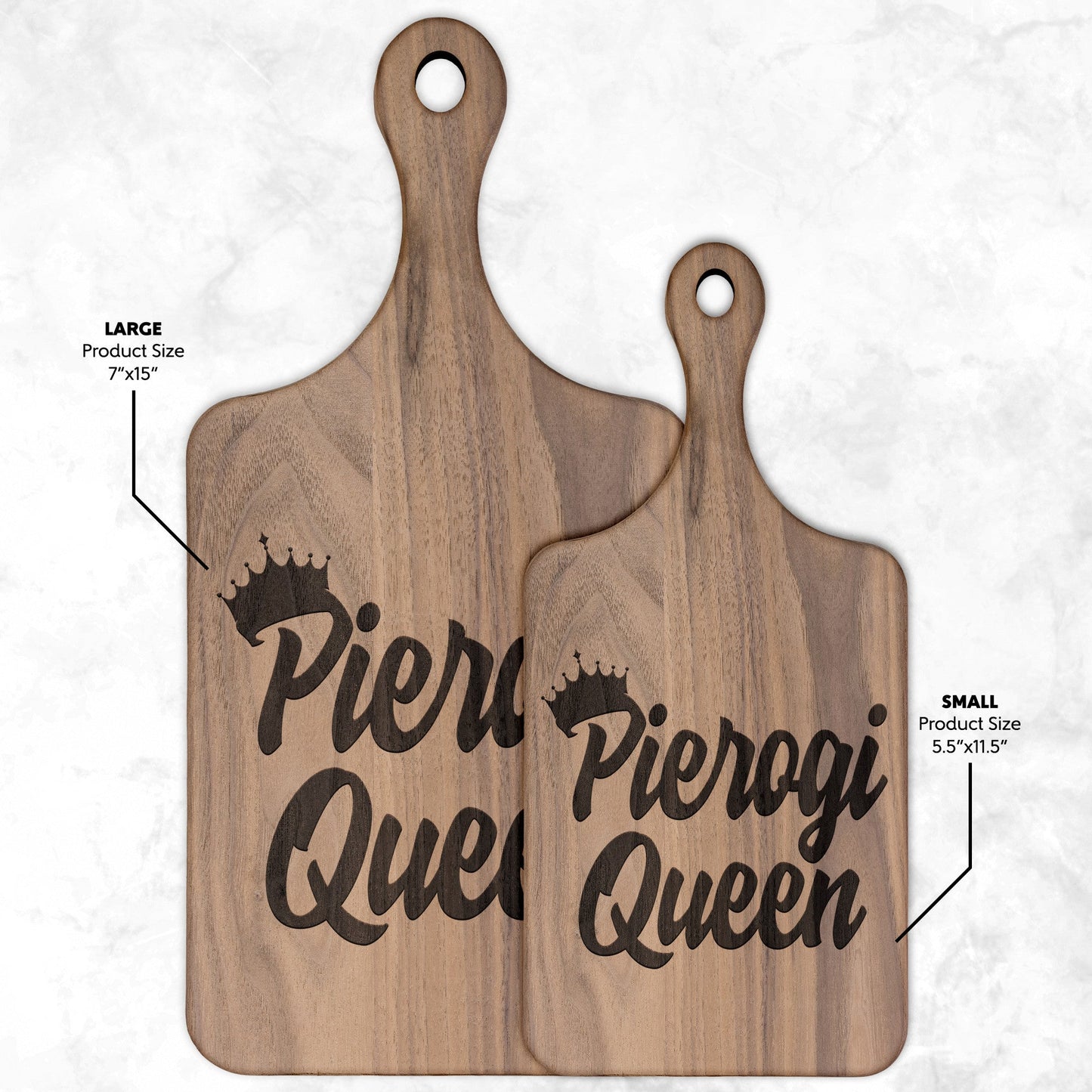 Pierogi Queen Hardwood Paddle Cutting Board