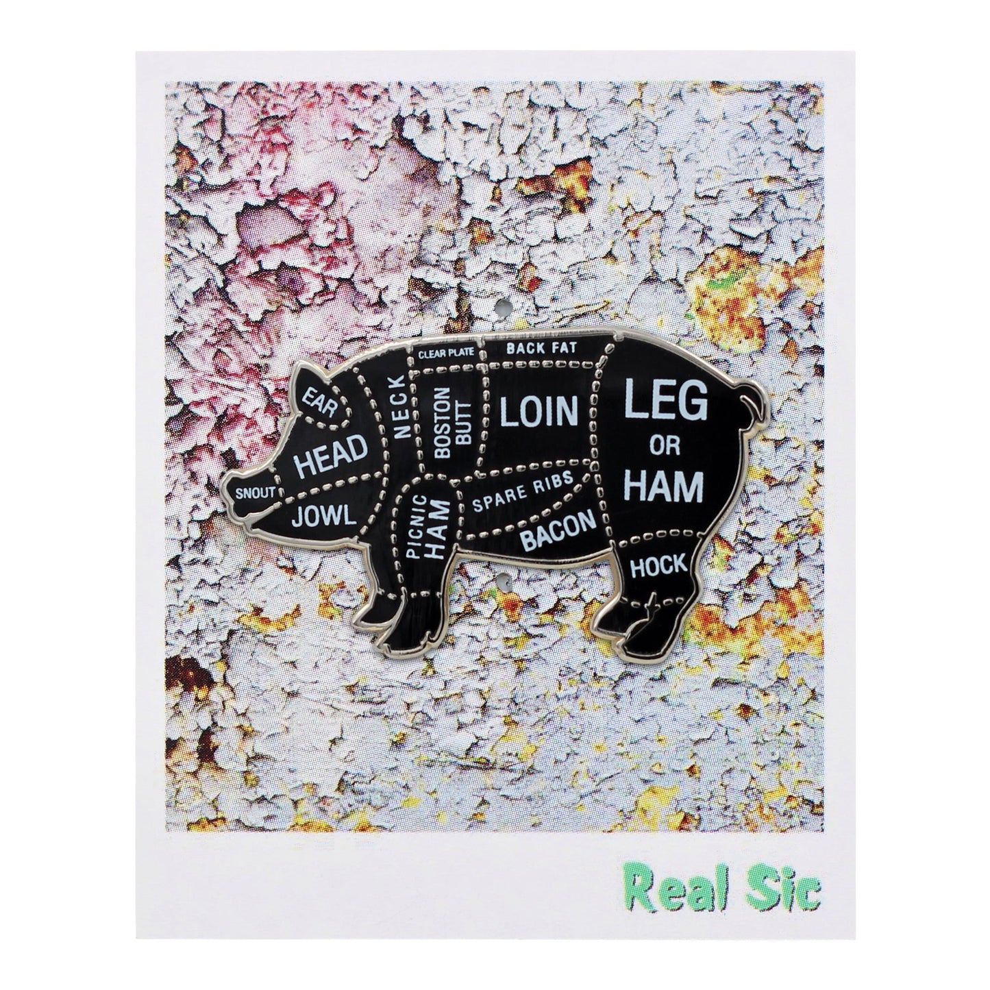 Pig Butcher Cuts Enamel Pin - Pork Diagram Lapel Pin for Hats, Jackets, Aprons