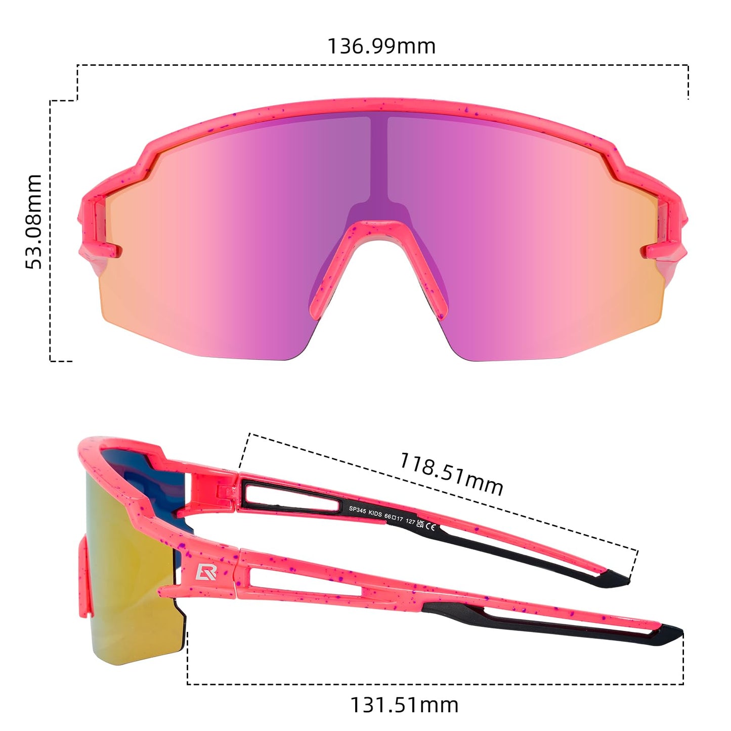 ROCKBROS Polarized Youth Kids UV400 Cycling Sports Sunglasses for Boys Girls Age 8-14
