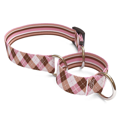Pink and Brown Argyle Dog Collar
