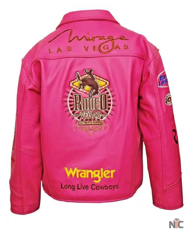 Pink Las Vegas Rodeo Mirage Wrangler Leather Jacket