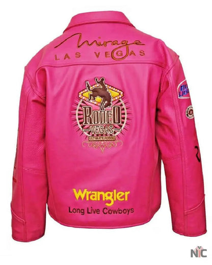 Pink Las Vegas Rodeo Mirage Wrangler Leather Jacket