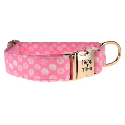 Boop Town Durable Soft Cotton Dog Collar With Nylon Core Quick Release Metal Buckle Adjustable for Girls Boys Small Medium Large Comfortable Pet Products Reduces Hair Matting Gold Tone Zinc Alloy Hardware - Triathlete Store