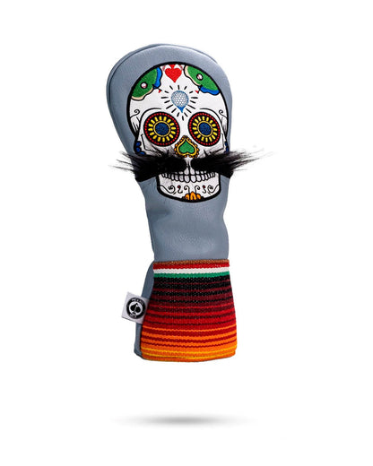 Mustache Sugar Skull - Fairway Cover Gray