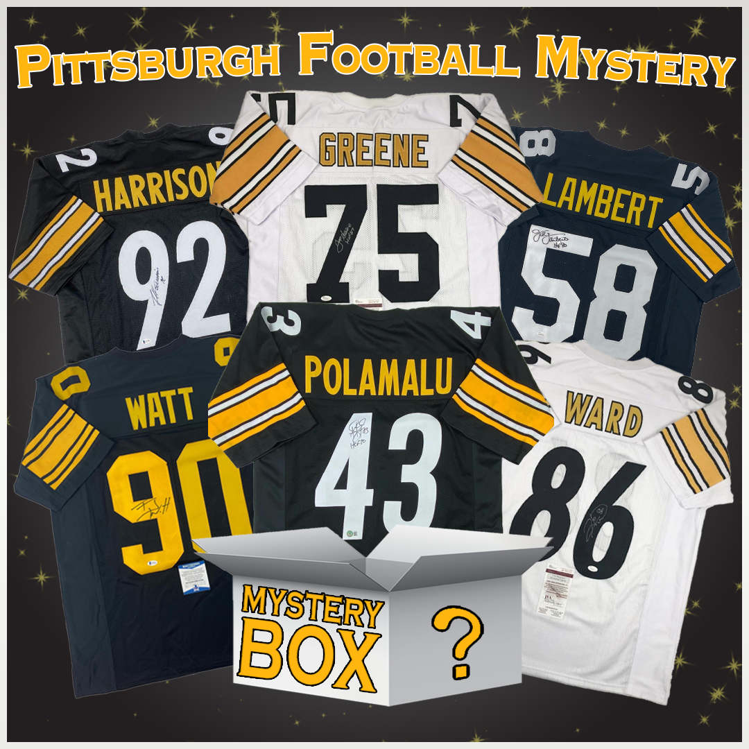 Autographed/Signed Pittsburgh Football Jersey Mystery Box with PSA JSA or Beckett COA
