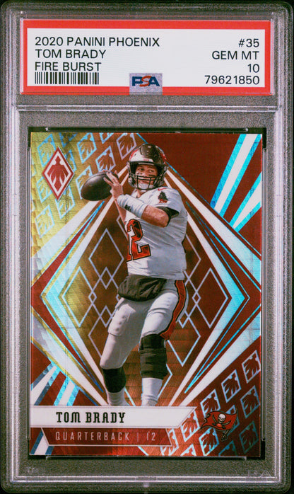 Graded 2020 Panini Phoenix Tom Brady #35 Fire Burst Football Card PSA 10 Gem Mint