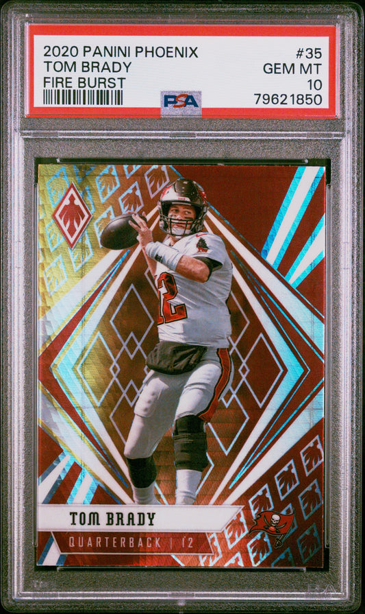 Graded 2020 Panini Phoenix Tom Brady #35 Fire Burst Football Card PSA 10 Gem Mint