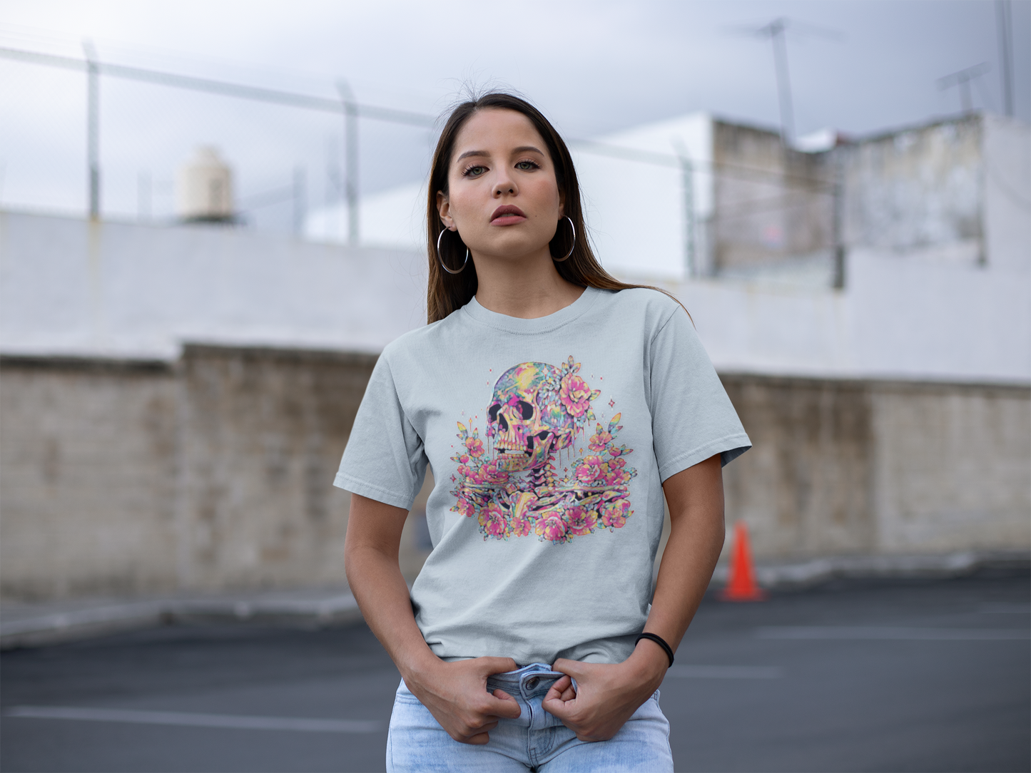 Painted Colorful Skull Graphic Tee