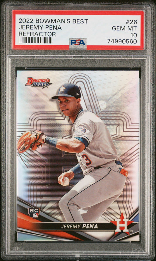 Graded 2022 Topps Bowmans Best Jeremy Pena #26 Refractor Rookie RC Baseball Card PSA 10 Gem Mint