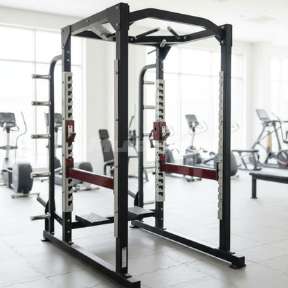 Power Cage - Muscle D Fitness - Commercial Squat Rack - Functional Pull-Up Bar - 10 Weight Storage Pegs - Power Rack