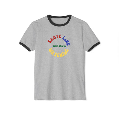 Primary Skate Like Nobody's Watching Unisex Cotton Ringer T-Shirt