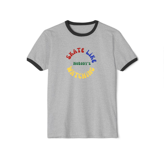 Primary Skate Like Nobody's Watching Unisex Cotton Ringer T-Shirt