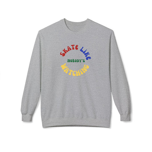 Primary Skate Like Nobody's Watching Unisex Fleece Crewneck Sweatshirt