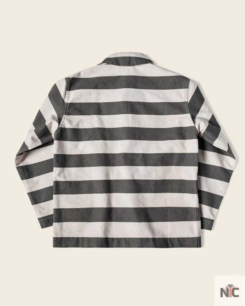 Prison Stripe Shawl Collar Coverall Jacket