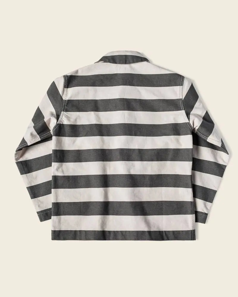 Prison Stripe Shawl Collar Coverall Jacket