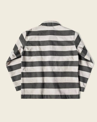 Prison Stripe Shawl Collar Coverall Jacket