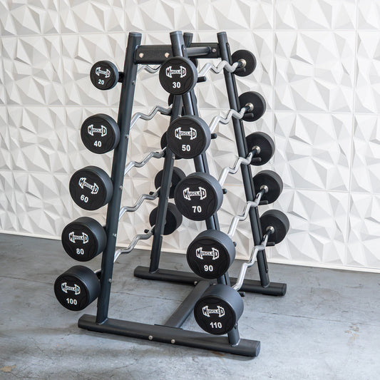 Pro Urethane Barbell Set(Straight or Curl) - 20 to 110 lbs (Barbell Set Only) - Muscle D Fitness - Premium Quality Urethane Barbell Set