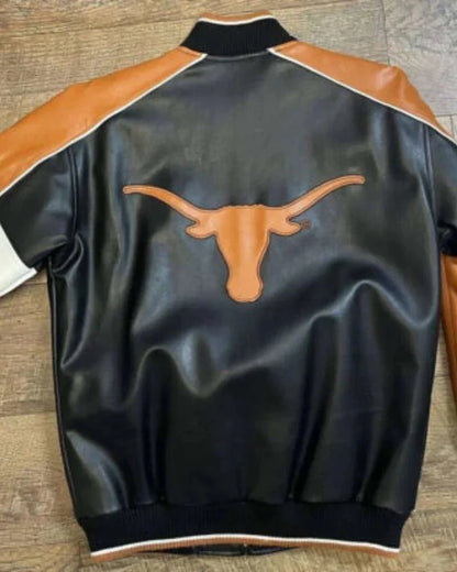 G-III Carl Banks Texas Longhorns Leather Varsity Jacket