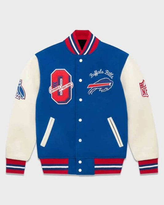 OVO NFL Buffalo Bills Blue And White Varsity Jacket