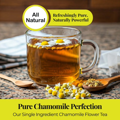 Akshit 75 Chamomile Tea Bags, 100%Pure Natural Chamomile Flowers, Calm Sleep Tea, Caffeine Free, Relaxing Tea, Non-GMO.