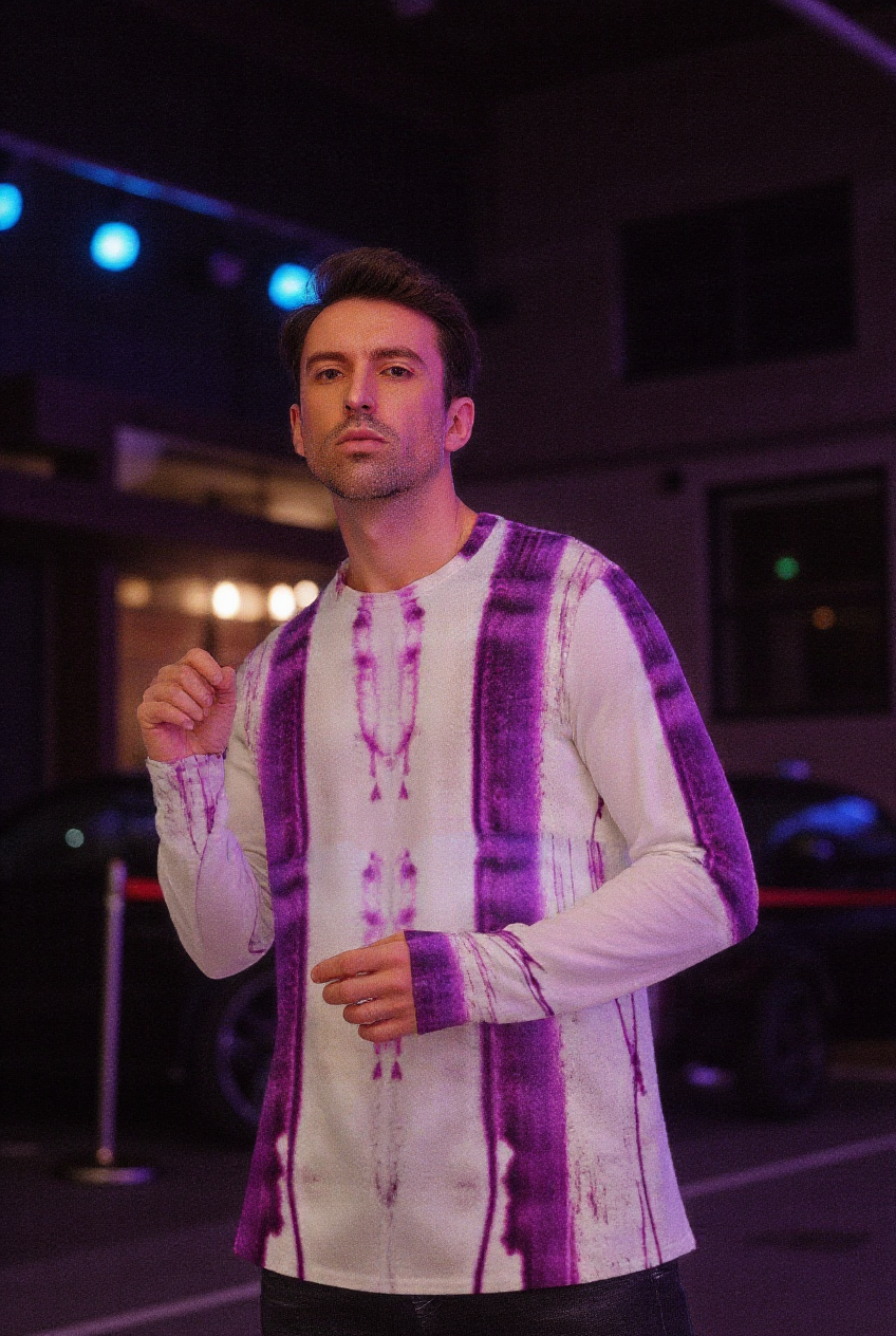 Purple Syrup Drip Long Sleeve T-Shirt Cotton