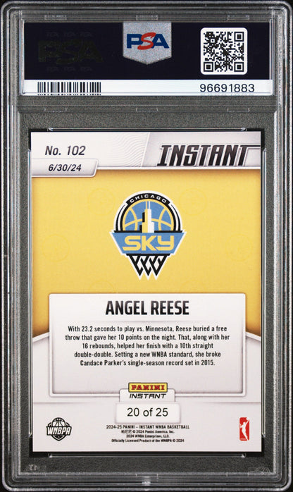 Graded 2024 Panini Instant WNBA Angel Reese #102 Jungle #/25 Rookie RC Basketball Card PSA 10 Gem Mint