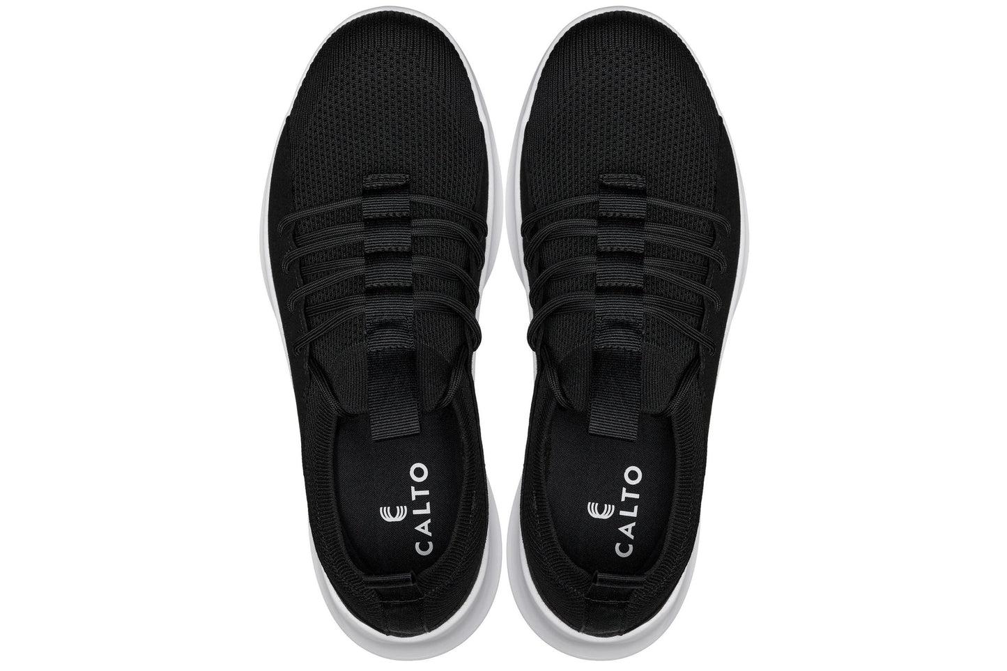 CALTO - Q132 - 2.4 Inches Taller (Black/White Sole) - Ultra Lightweight Sneakers - Triathlete Store