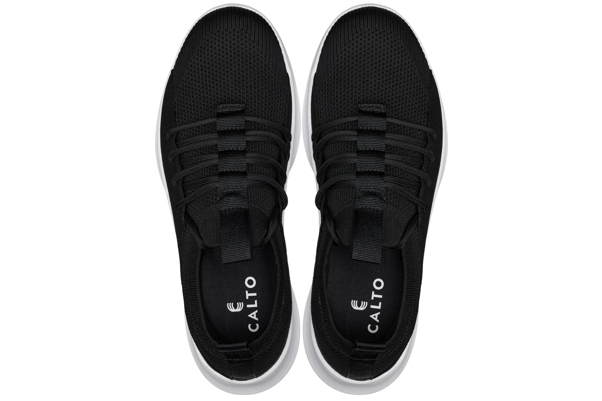 CALTO - Q132 - 2.4 Inches Taller (Black/White Sole) - Ultra Lightweight Sneakers - Triathlete Store