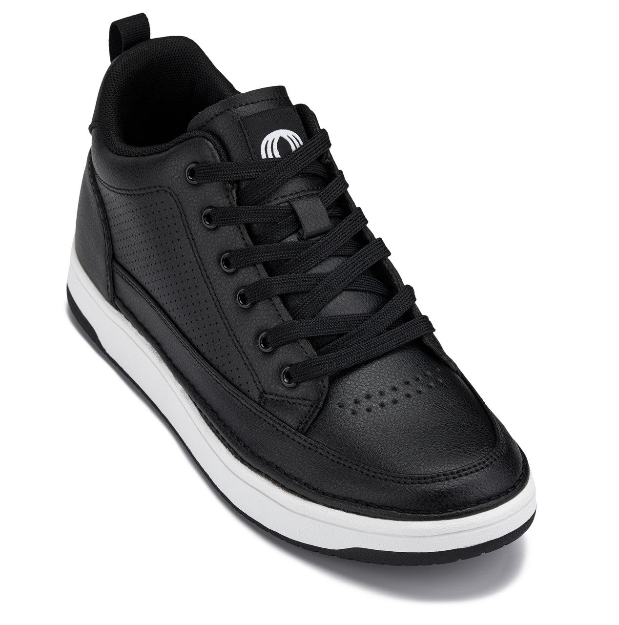 CALTO - Q271  - 2 Inches Taller (Black Noir) - Elevated Leatherette Micro-Perforated Sneakers - Triathlete Store