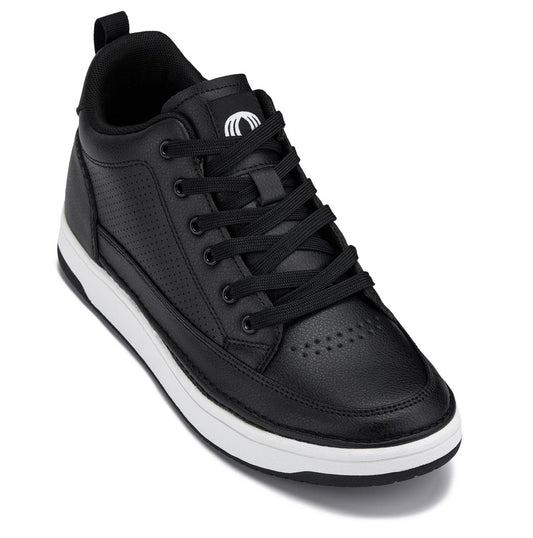 CALTO - Q271  - 2 Inches Taller (Black Noir) - Elevated Leatherette Micro-Perforated Sneakers - Triathlete Store