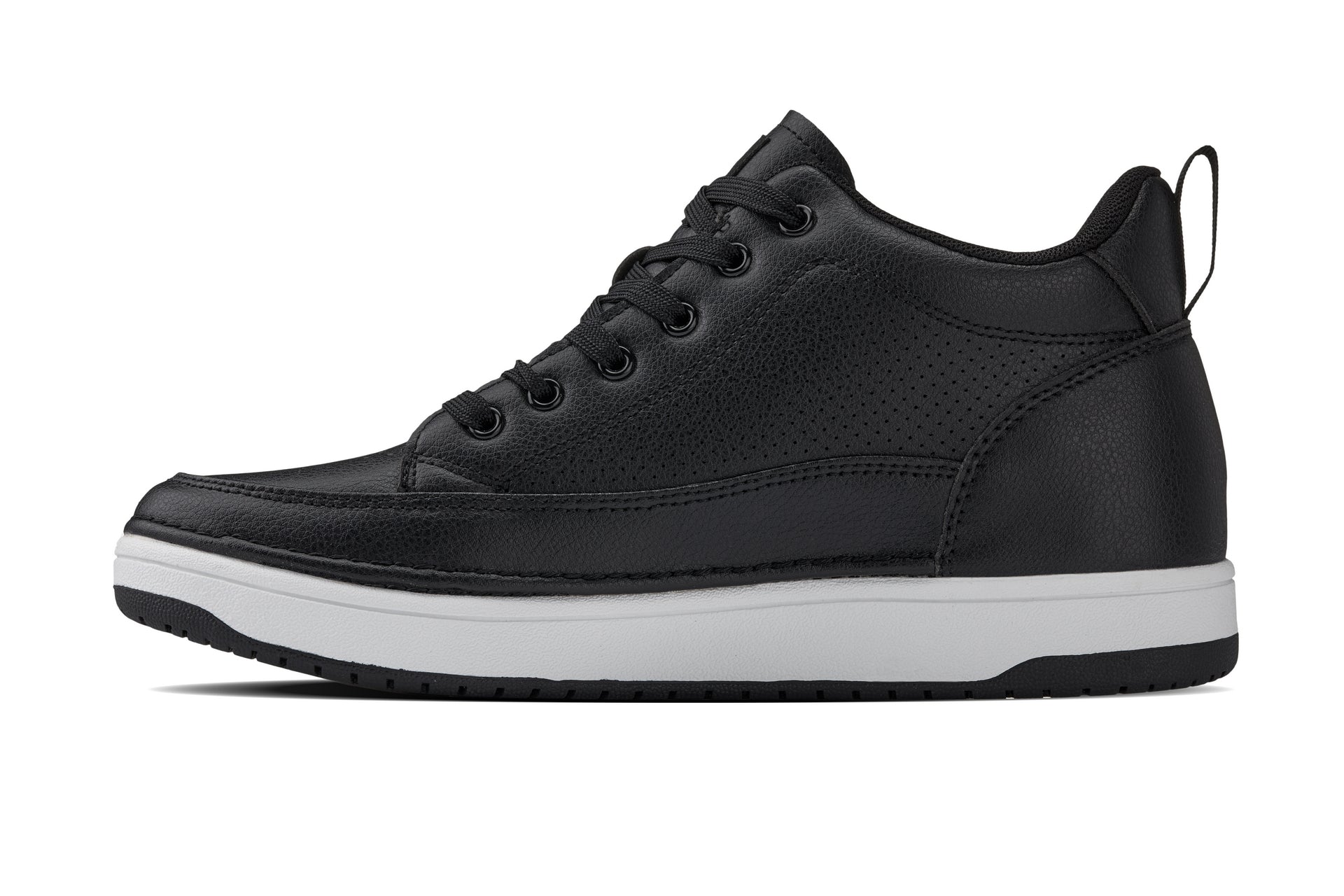 CALTO - Q271  - 2 Inches Taller (Black Noir) - Elevated Leatherette Micro-Perforated Sneakers - Triathlete Store
