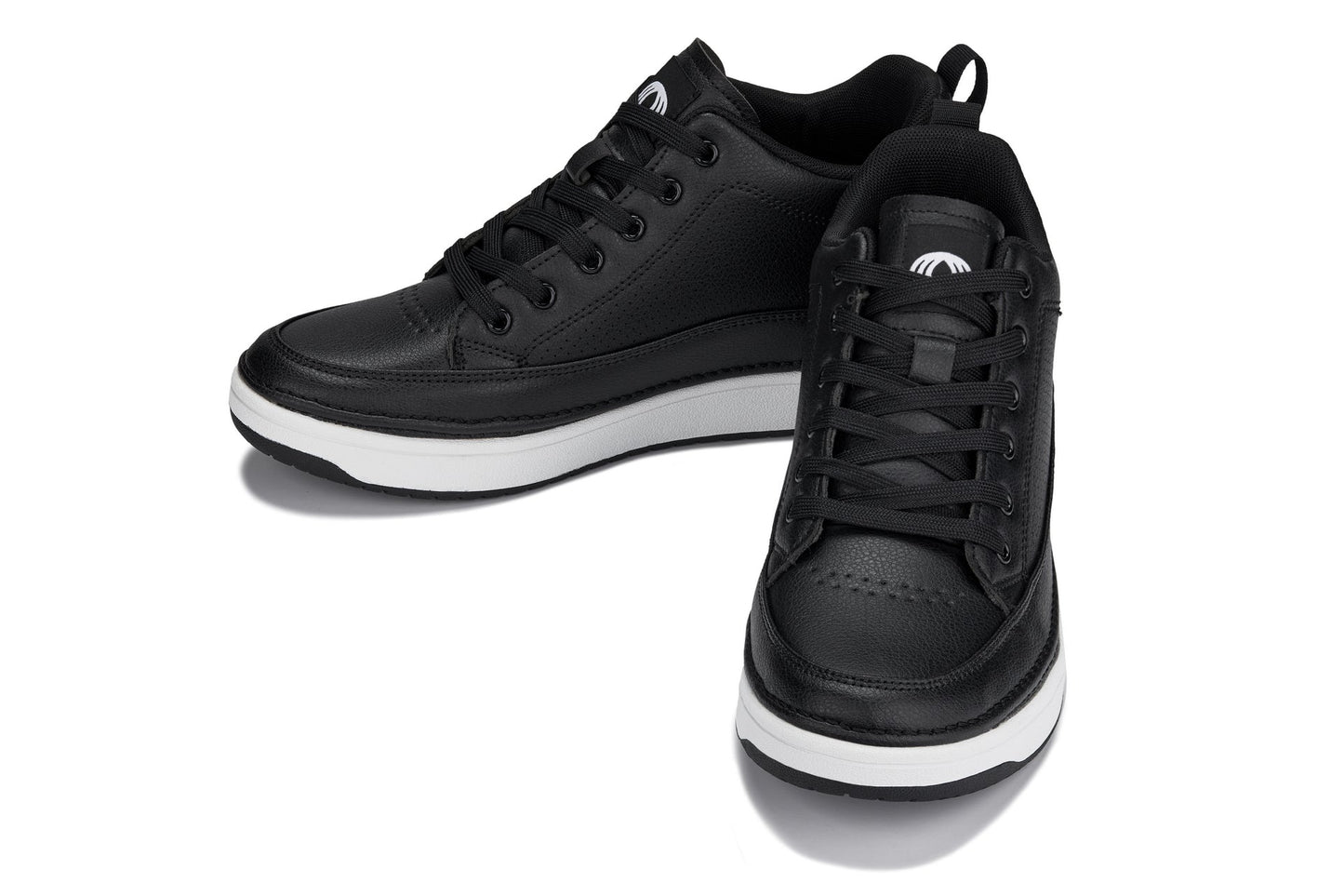 CALTO - Q271  - 2 Inches Taller (Black Noir) - Elevated Leatherette Micro-Perforated Sneakers - Triathlete Store