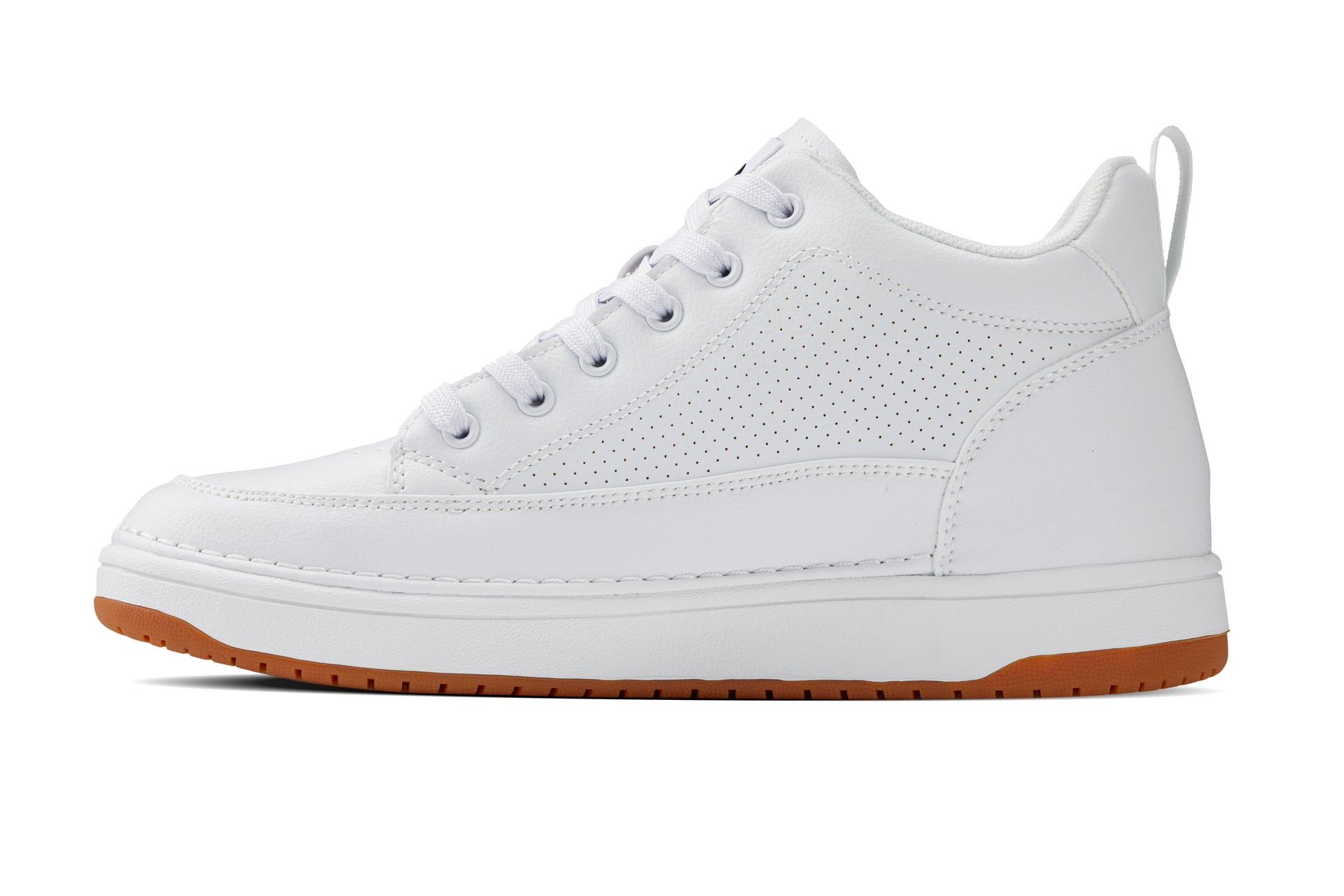 CALTO - Q272  - 2 Inches Taller (White & Gum Sole) -Elevated Leatherette Micro-Perforated Sneakers - Triathlete Store