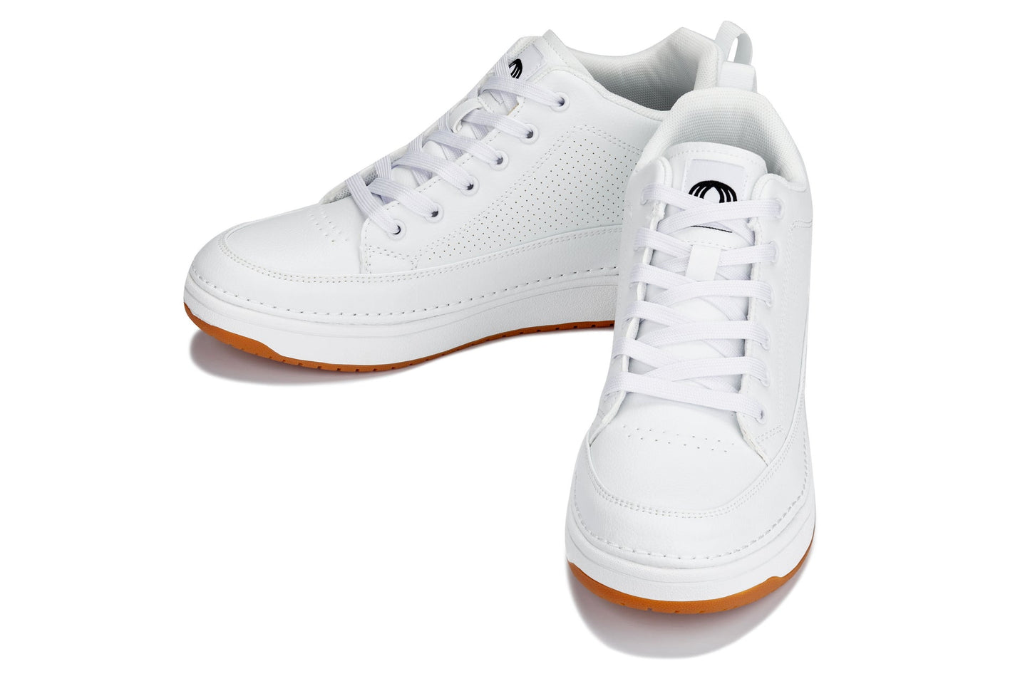 CALTO - Q272  - 2 Inches Taller (White & Gum Sole) -Elevated Leatherette Micro-Perforated Sneakers - Triathlete Store