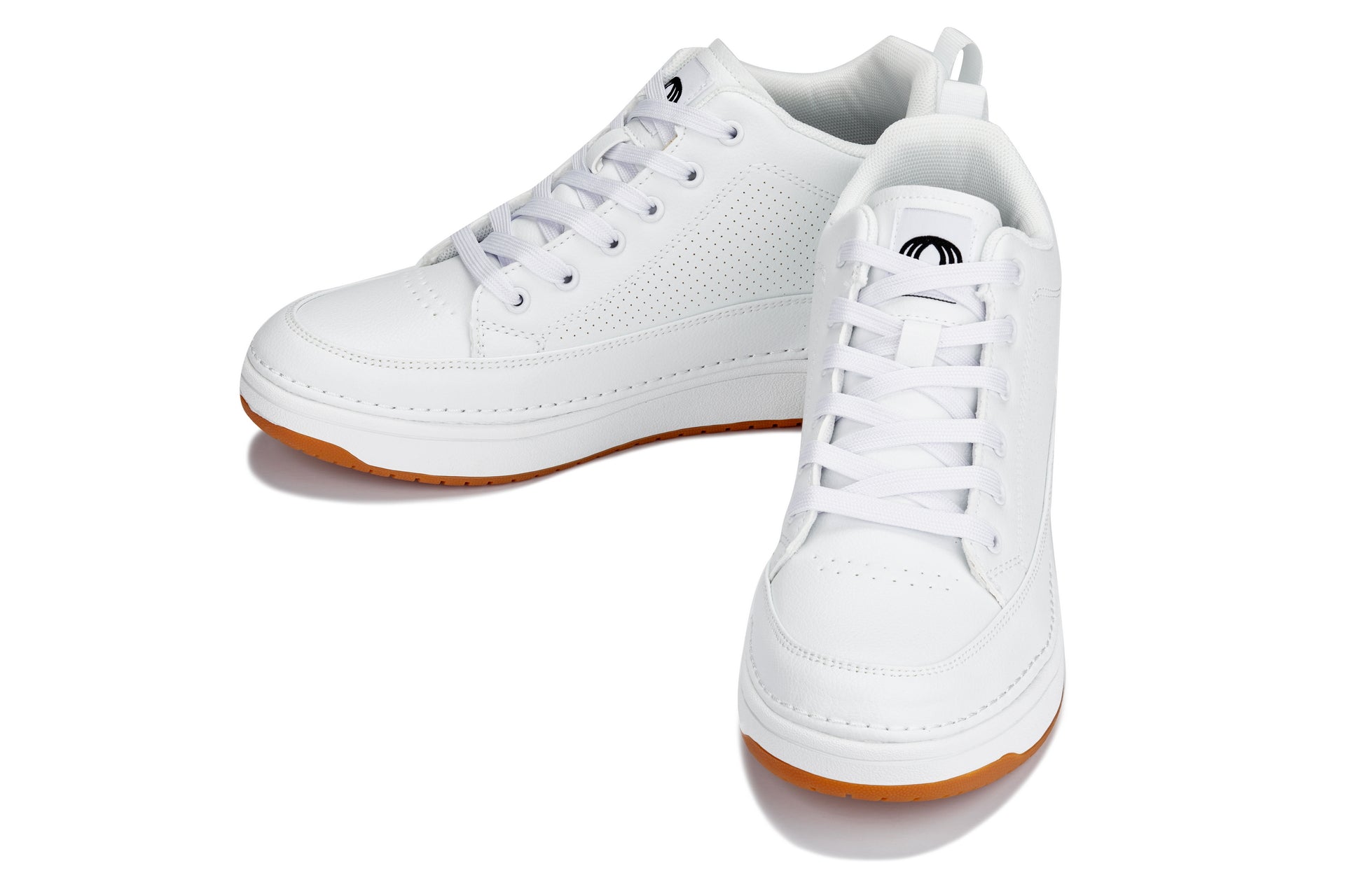 CALTO - Q272  - 2 Inches Taller (White & Gum Sole) -Elevated Leatherette Micro-Perforated Sneakers - Triathlete Store