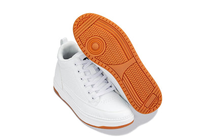 CALTO - Q272  - 2 Inches Taller (White & Gum Sole) -Elevated Leatherette Micro-Perforated Sneakers - Triathlete Store