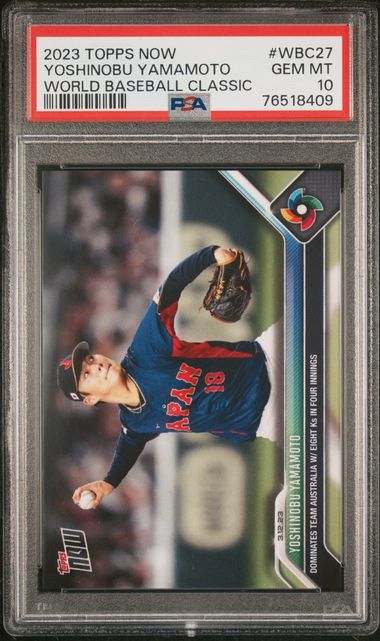 Graded 2023 Topps Now Yoshinobu Yamamoto #WBC27 WBC Rookie RC Baseball Card PSA 10 Gem Mint