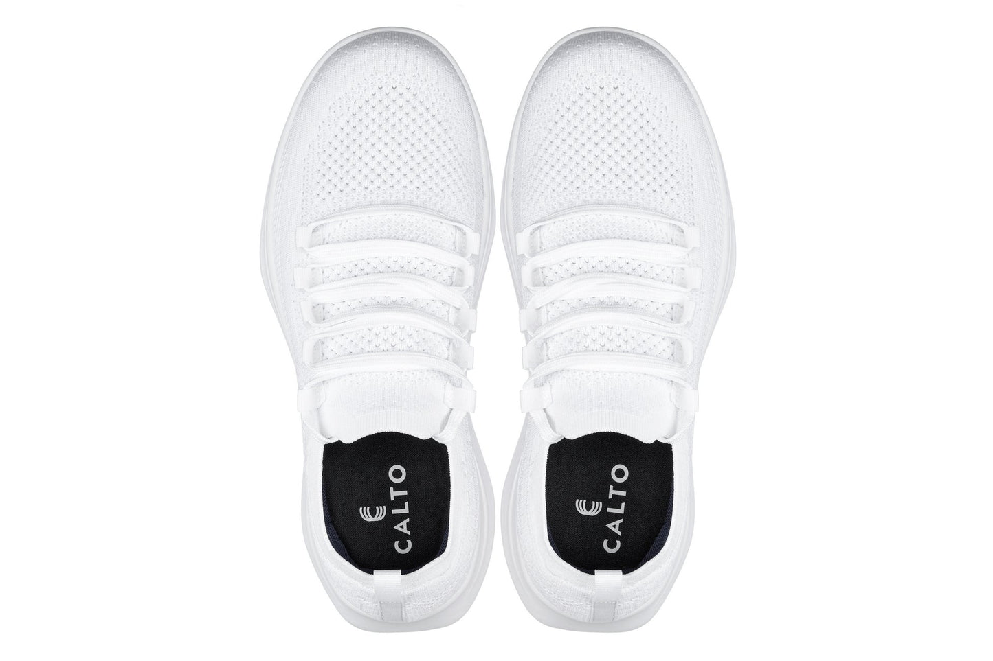 CALTO - QA061 - 2.4 Inches Taller (White/White Sole) - Lightweight Knitted Sneakers - Triathlete Store
