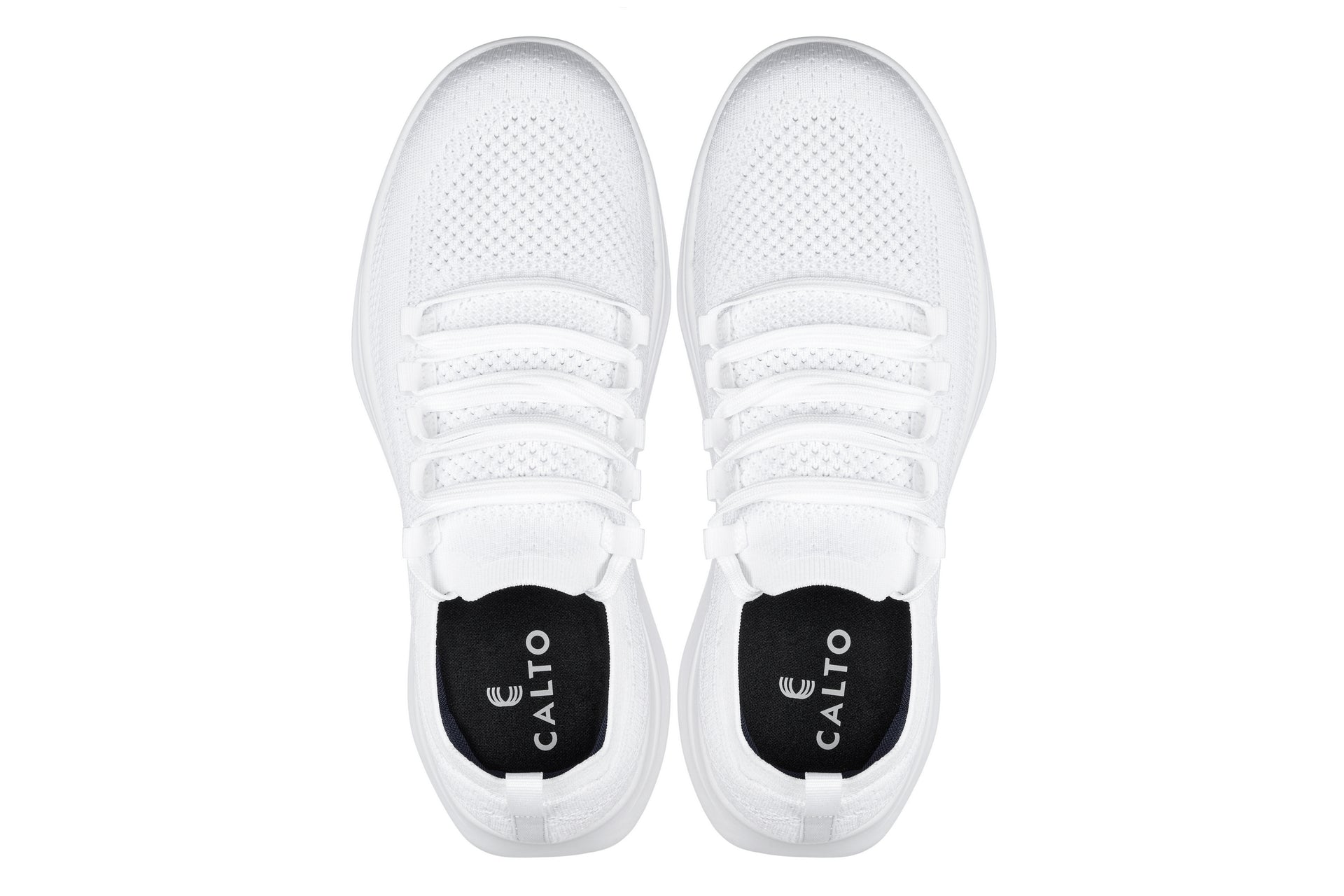 CALTO - QA061 - 2.4 Inches Taller (White/White Sole) - Lightweight Knitted Sneakers - Triathlete Store