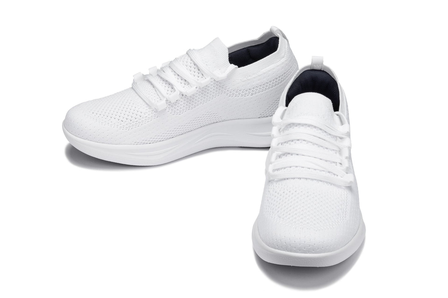 CALTO - QA061 - 2.4 Inches Taller (White/White Sole) - Lightweight Knitted Sneakers - Triathlete Store